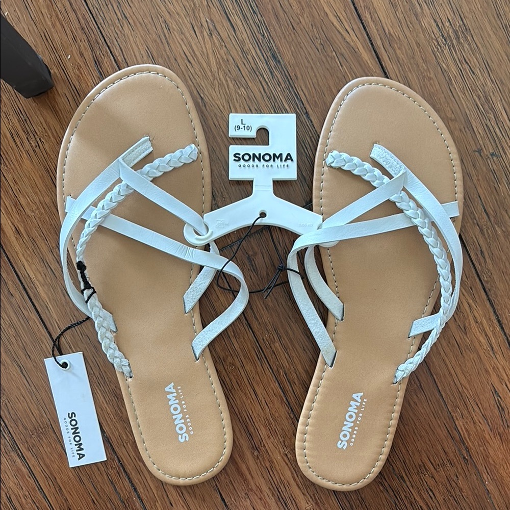 Sonoma White and Tan Sandals with Strappy Design